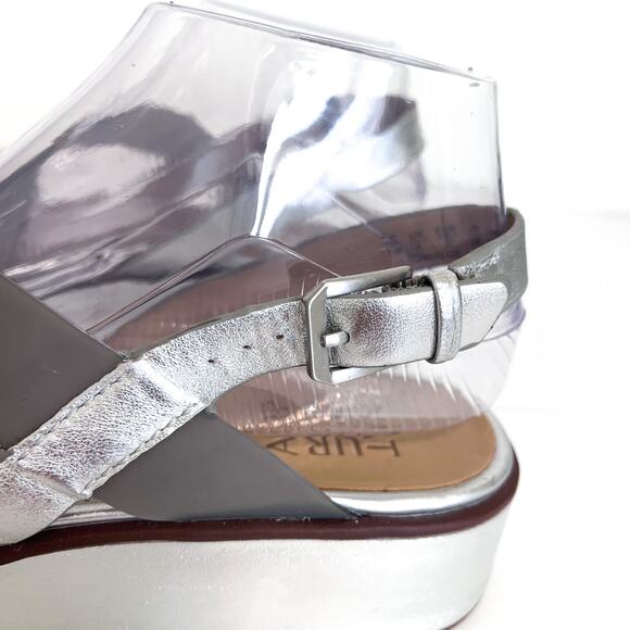 Naturalizer Comfort Platform Womens Sandals Size 7M Silver Leather Open Toe - Picture 8 of 10